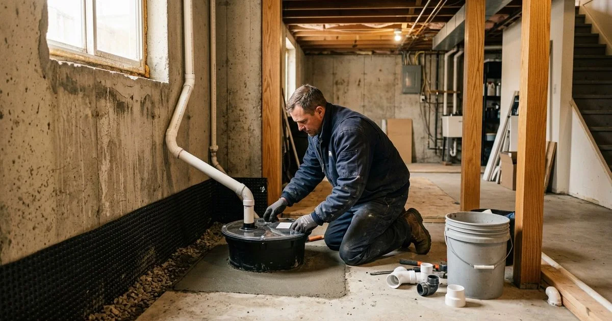 Basement waterproofing and sump pump installation