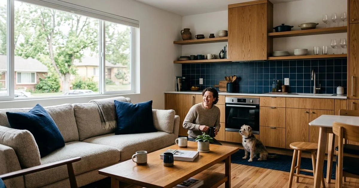 Cozy furnished ADU interior set up as a rental unit