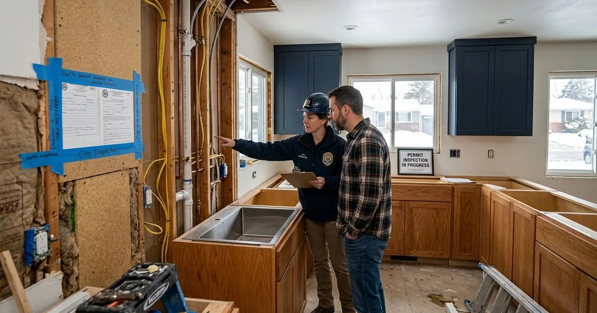 Kitchen electrical and plumbing rough-in during remodel