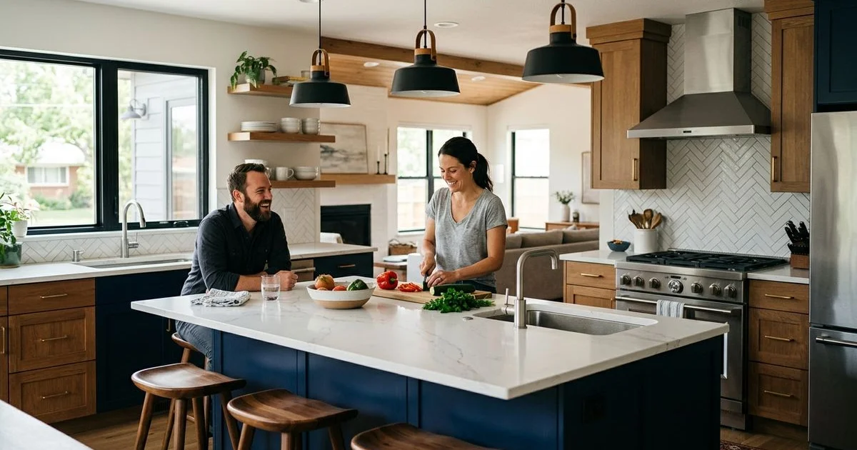 Modern Arvada kitchen remodel with island and quartz counters