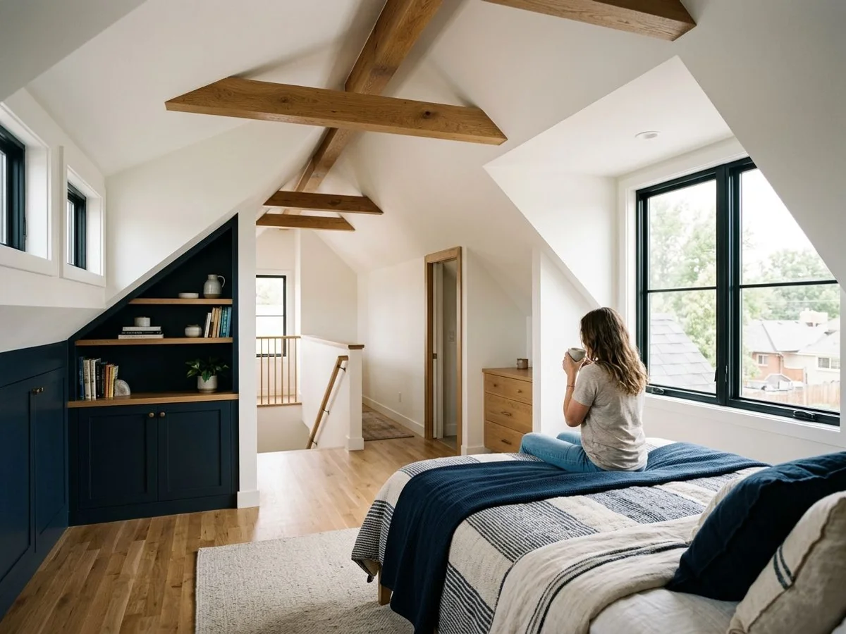 Attic conversion bedroom with dormer
