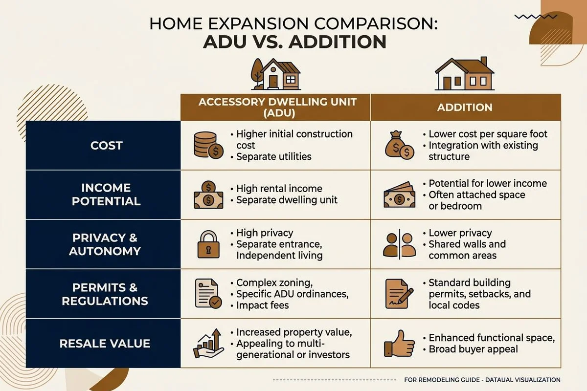 Comparison table: ADU vs addition
