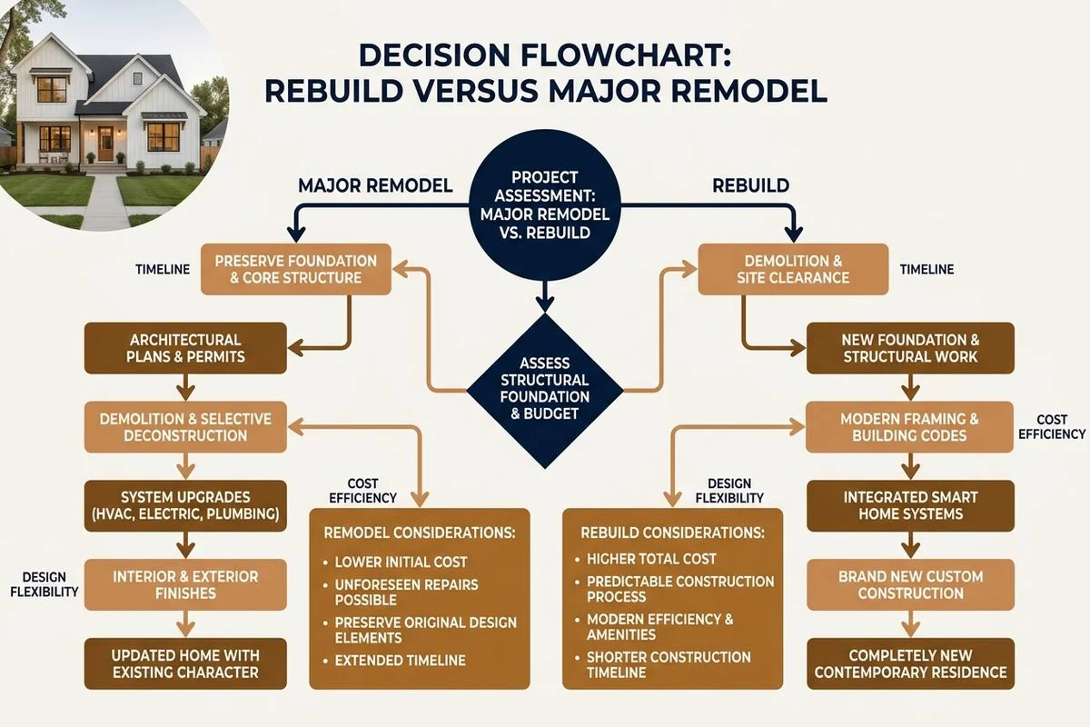 Decision flowchart: rebuild vs major remodel