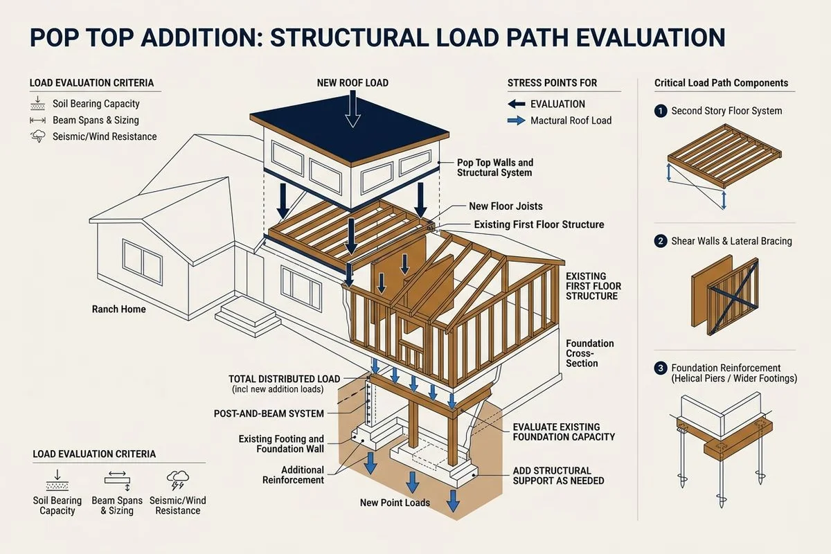 Diagram of load-path evaluation for a pop-top