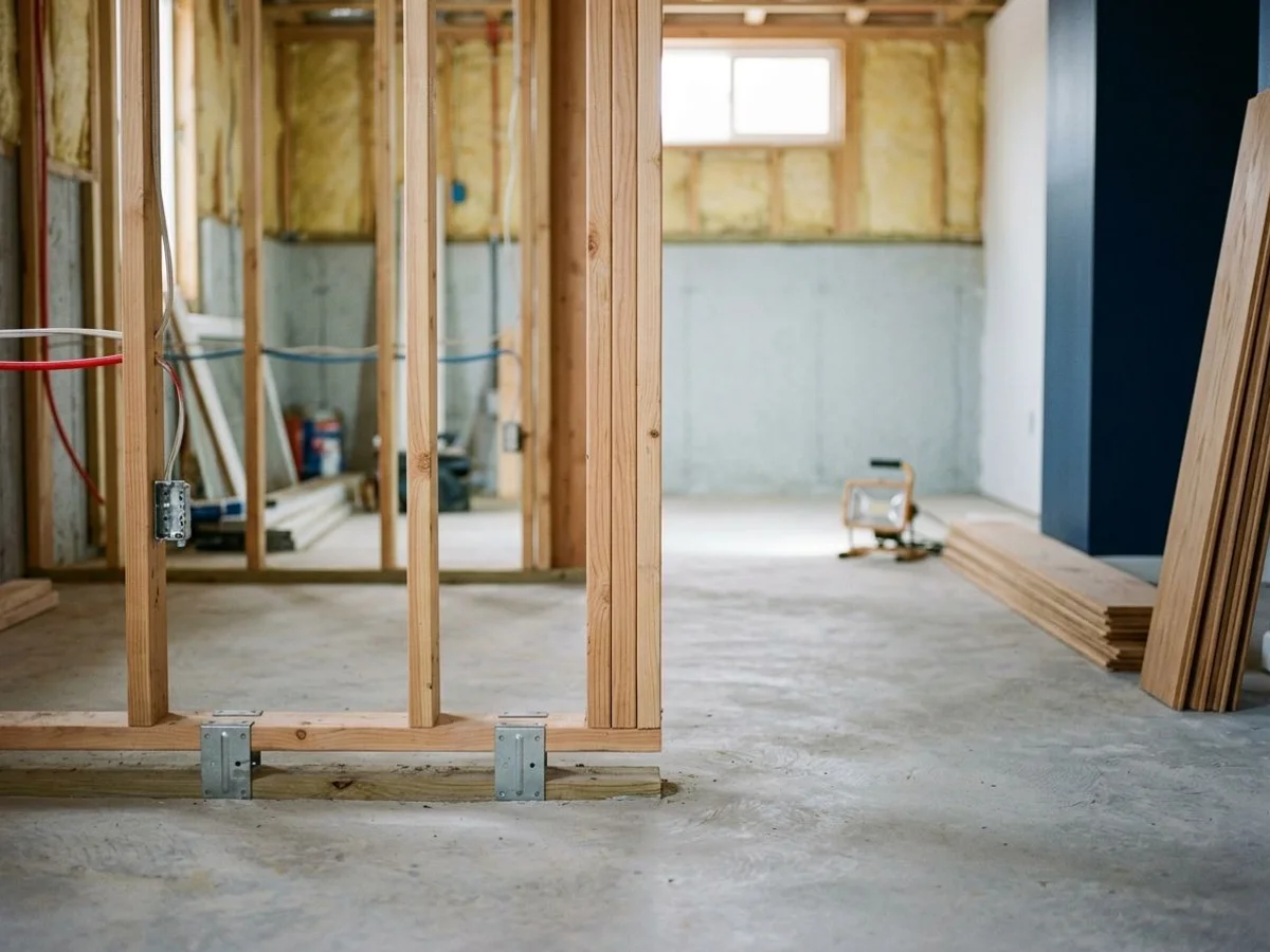 Floating wall detail for expansive soil basements