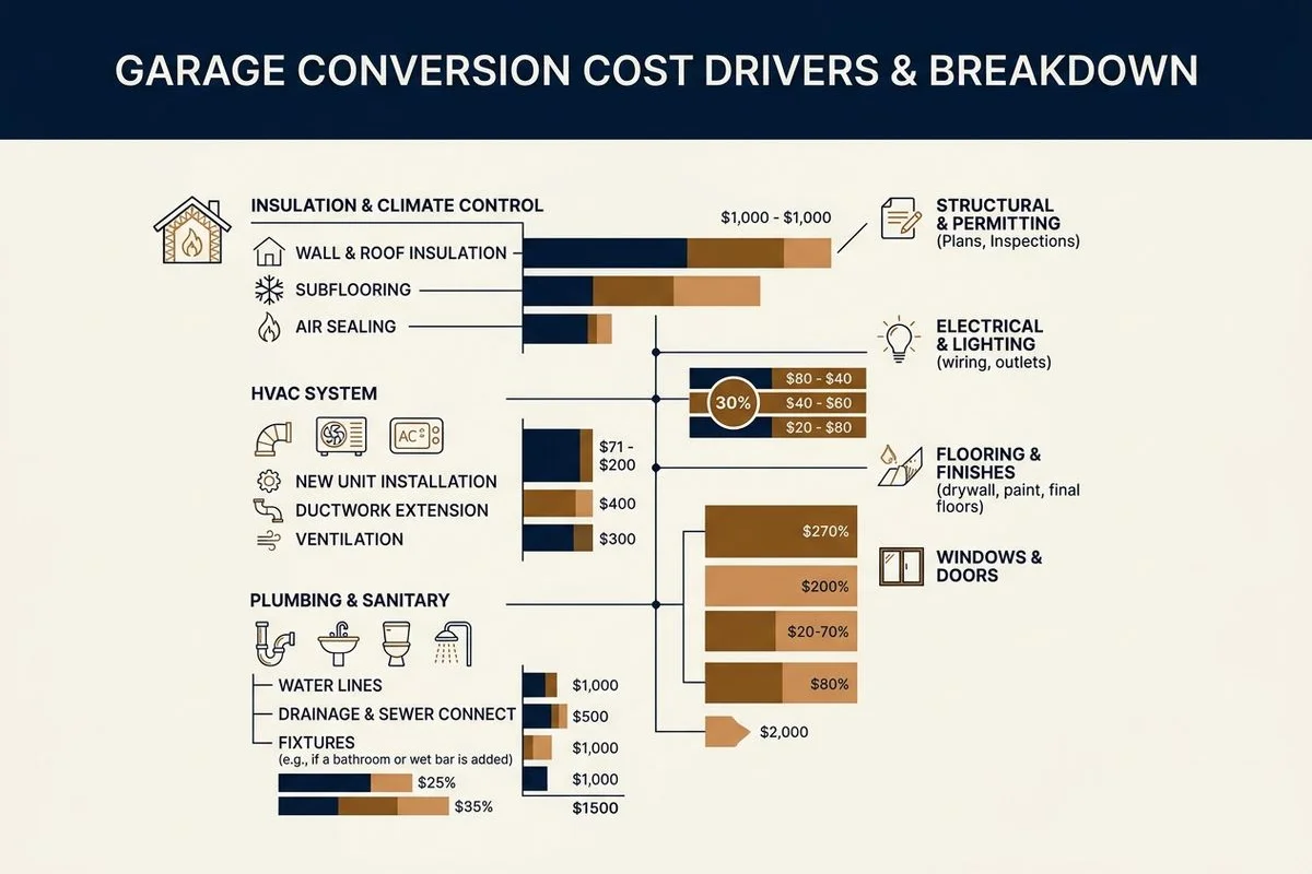 Garage conversion cost drivers chart