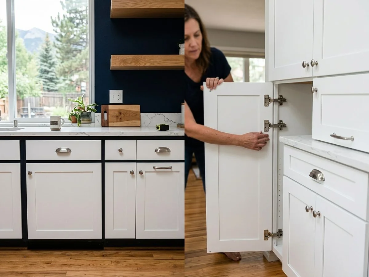 White shaker cabinet refacing in Arvada kitchen