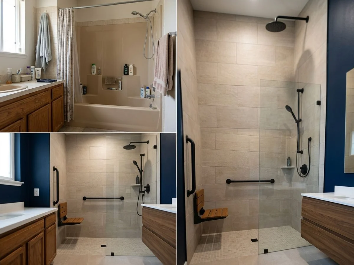 Tub to shower conversion in Arvada bathroom